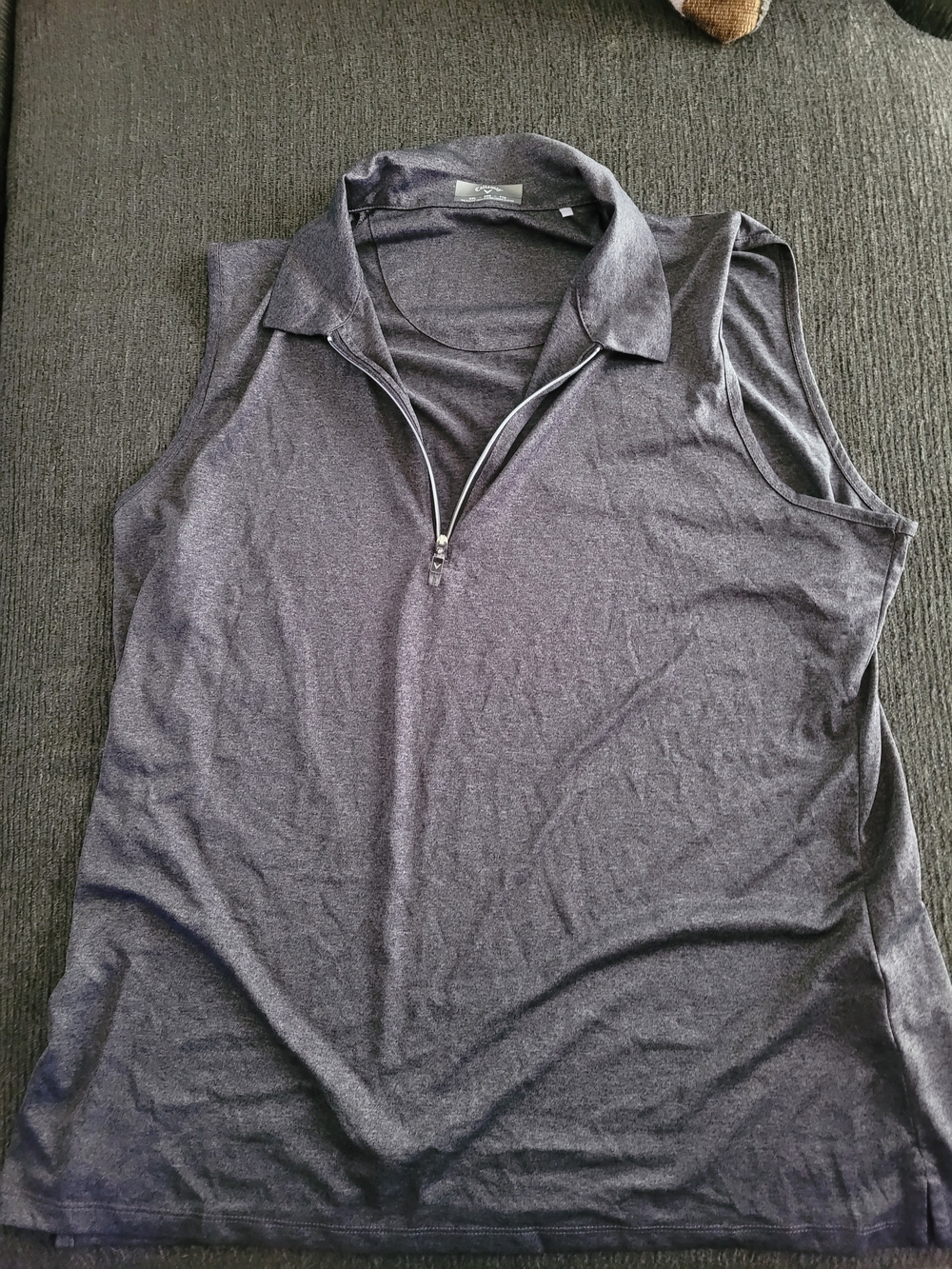 Callaway Sleeveless Polo Tank Top in Charcoal Gray